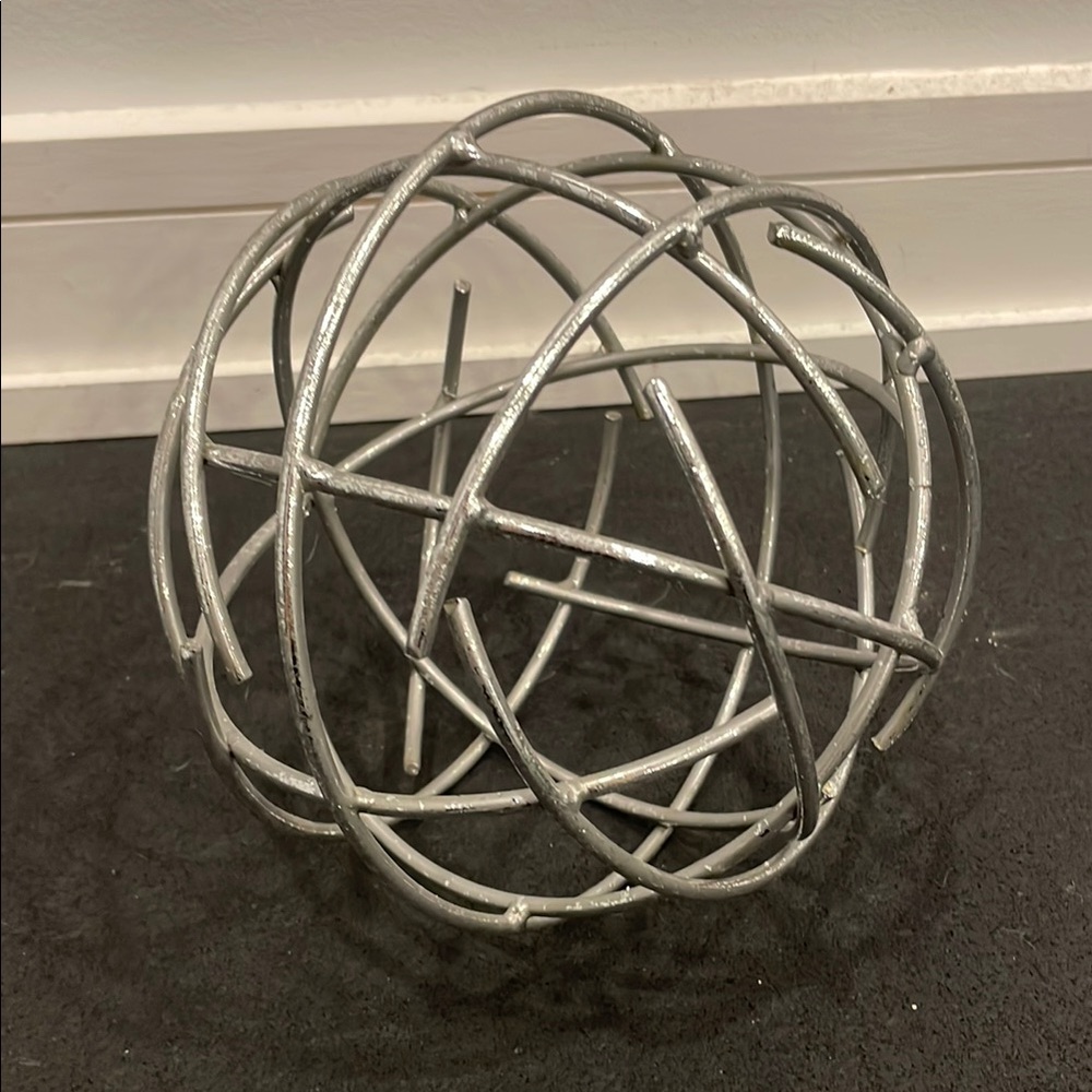 Modern Silver Metal Sphere Sculpture